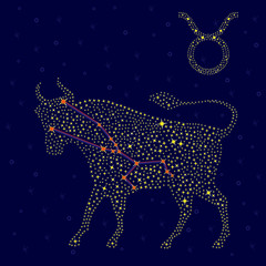 Fototapeta na wymiar Zodiac sign Taurus over starry sky