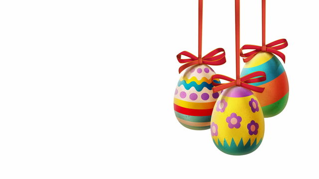 Colorful Easter Eggs with ribbons