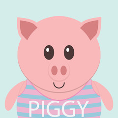 Cute piggy cartoon flat icon avatar