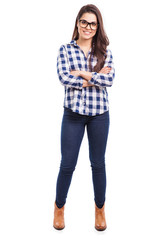 Happy hipster girl with glasses