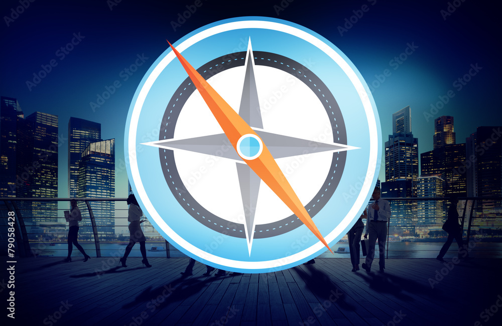 Poster navigation compass direction exploration guide journey concept