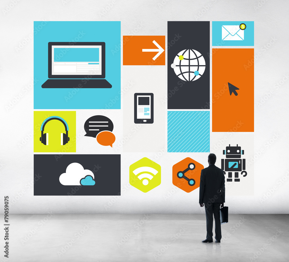 Poster computer cloud computing storage media digital concept