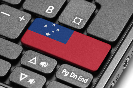 Go to Samoa! Computer keyboard with flag key. - Powered by Adobe