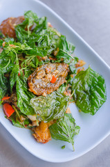 Stir Fried Pickled Eggs with Crispy Basil