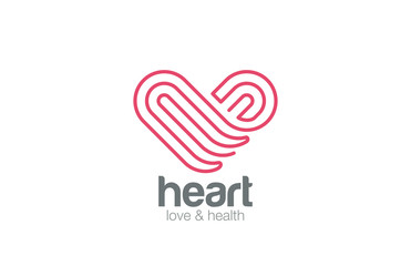 Logo Heart one line art design. Medicine, Pharmacy icon - obrazy, fototapety, plakaty