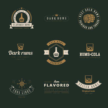 Rum Hipster Logo design vector typography lettering templates