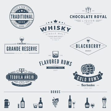 Wisky Hipster Logo design vector typography lettering templates
