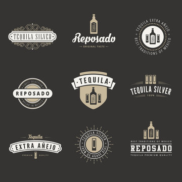 Tequila Hipster Logo design vector typography lettering template