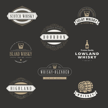 Whisky Hipster Logo design vector typography lettering templates
