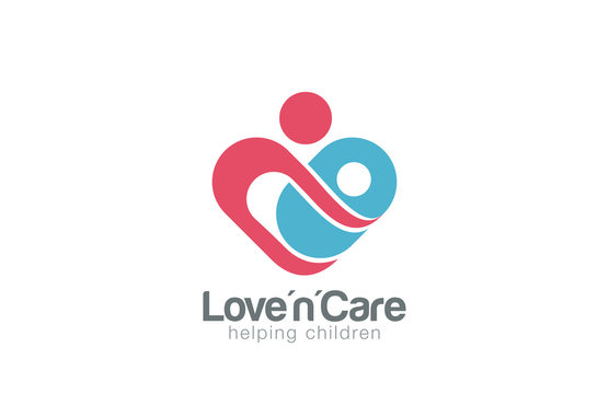 Mother and child Logo design vector. Take care concept icon