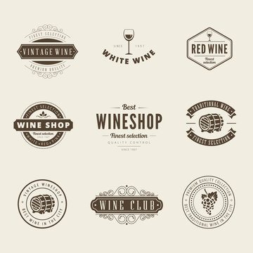 Wine Retro Vintage Labels Hipster Logo design typography