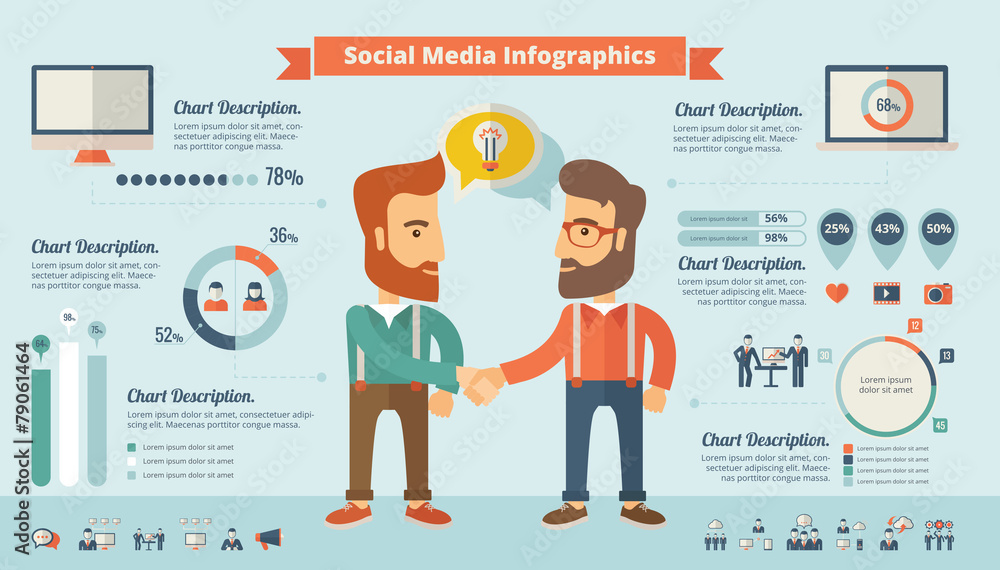 Wall mural Social Media Infographic Elements.