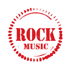 Red vector circles grunge stamp ROCK MUSIC