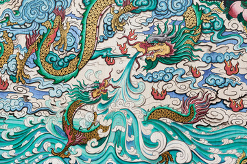 THAILAND - NOV 16: Abstract of dragon colorful painted on wall i