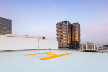 helipad for helicopter on roof top building for people transport