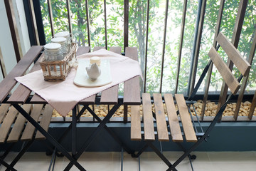 Coffee table in the garden