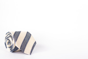 striped tie roll isolated on white background.