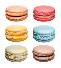 Colorful French Macaroons Collection isolated on white