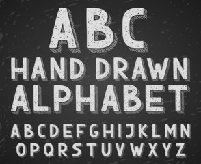 Vector hand drawn doodle sketch alphabet letters written with a