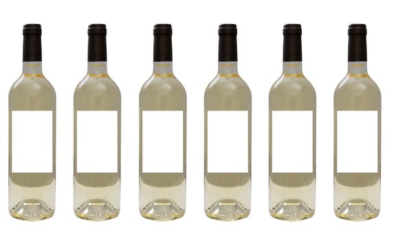 White wine bottle isolated over white background