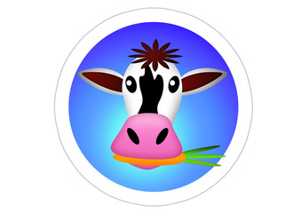 Kuh mit Karotte im Mund / Cow / Sticker