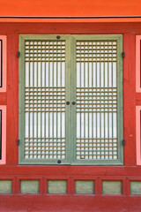 window on a gyeongbokgung palace in korea.