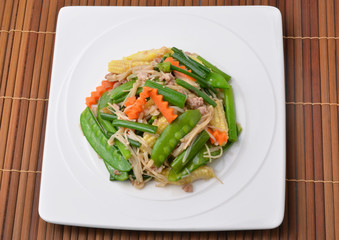 fried mix colorful vegetables and herb