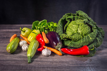 Vegetables On Wooden Background