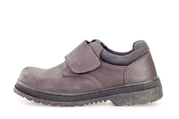 Old black safety shoe for worker