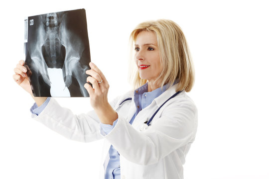 Female doctor with x-ray image