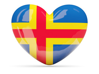 Heart shaped icon with flag of aland islands