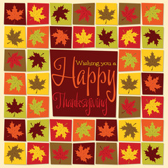 Fototapeta na wymiar Funky mosaic Thanksgiving card in vector format.