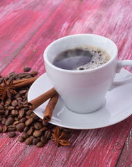 coffee cup with space on the wooden table