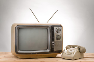 old phone and old tv vintage style