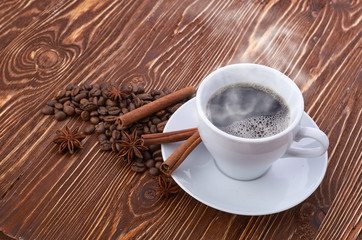 coffee cup with space on the wooden table