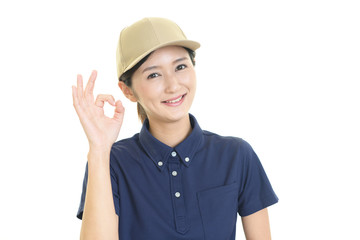 笑顔の女性労働者