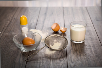 Baking cake in rural kitchen