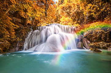 Fototapeta na wymiar Deep forest Waterfall ,Huay Mae Khamin, Kanchanaburi ,Thailand