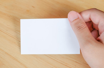 Obraz premium Name card in hand, business background
