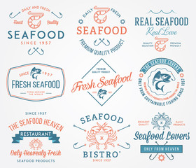 Fototapeta premium Seafood labels and badges vol. 2 colored