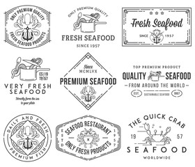 Seafood labels and badges vol. 1 black on white
