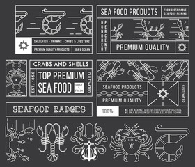 Seafood labels and badges vol. 4 white on black