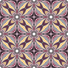 Seamless Abstract Kaleidoscope Pattern (Vector). Hand Drawn Text