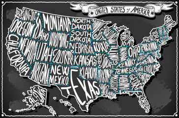United States of America Vintage Handwriting BlackBoard Vector USA US © Aurielaki