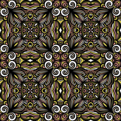 Seamless Abstract Kaleidoscope Pattern (Vector). Hand Drawn Text