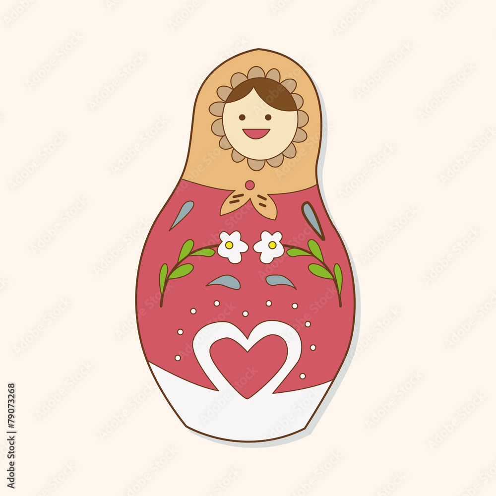 Wall mural Matryoshka , Russian traditional wooden doll, vector pattern, el