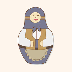 Matryoshka , Russian traditional wooden doll, vector pattern, el