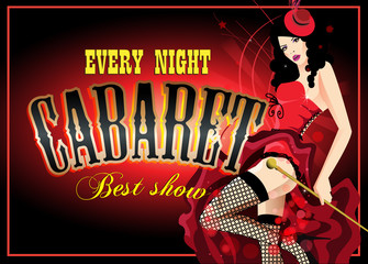 Cabaret dancer in a red corset. Retro vector poster