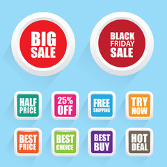 Funky colorful sale and other special offer badges