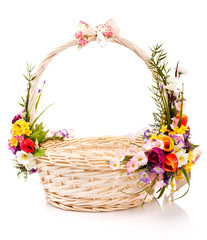 Fototapeta na wymiar basket decorated with flowers